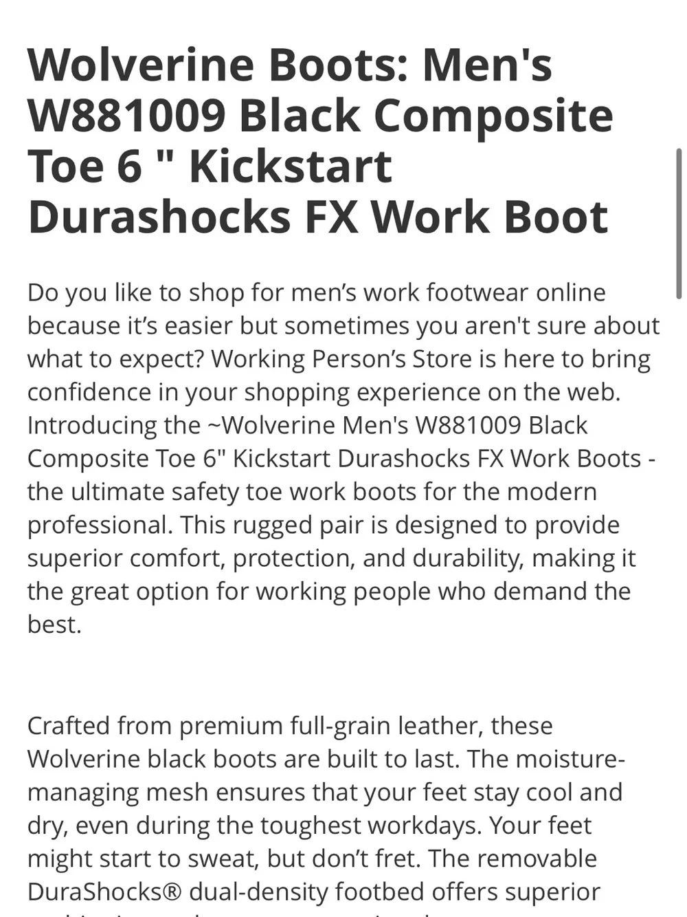 Men’s size 9.5 Wolverine boot Black, Lace Up Work Boots with Cream Sole. NWT - Picture 8 of 11